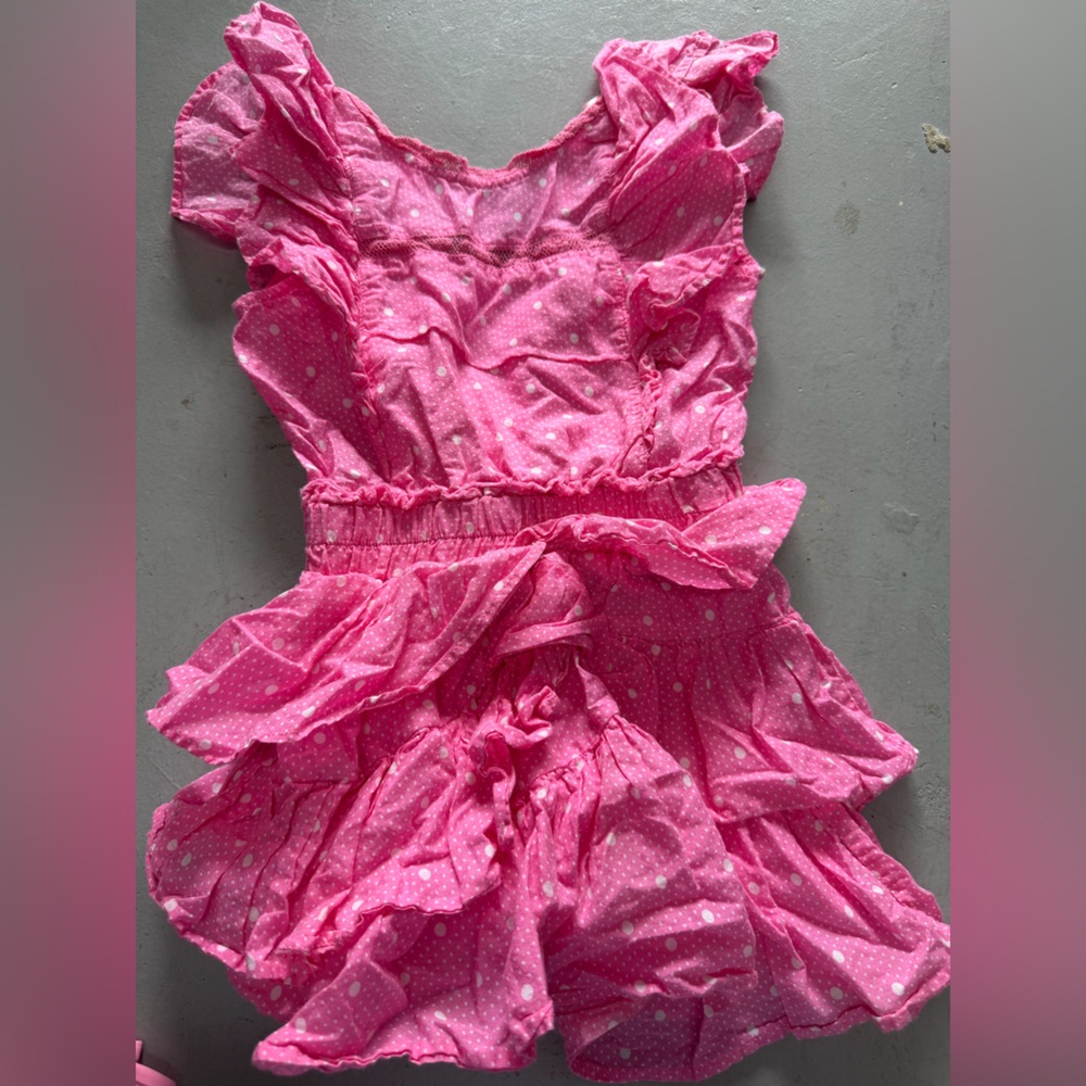 LoveShackFancy Pink Polka Dot Kids One Piece